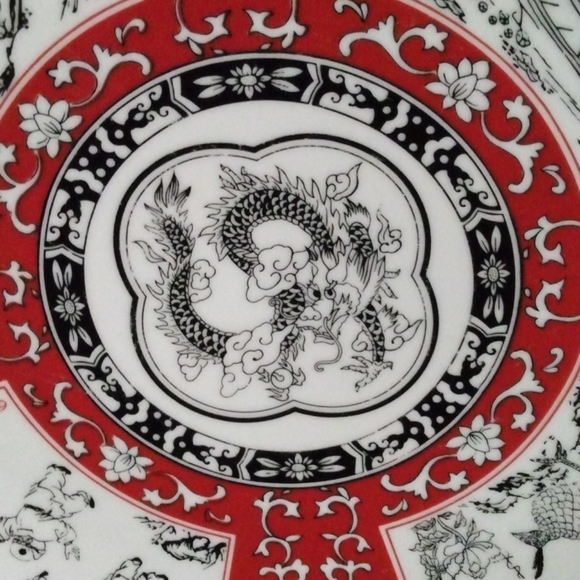 Large Vintage Chinese Dragon Culture Display Dish - Picture 2 of 8